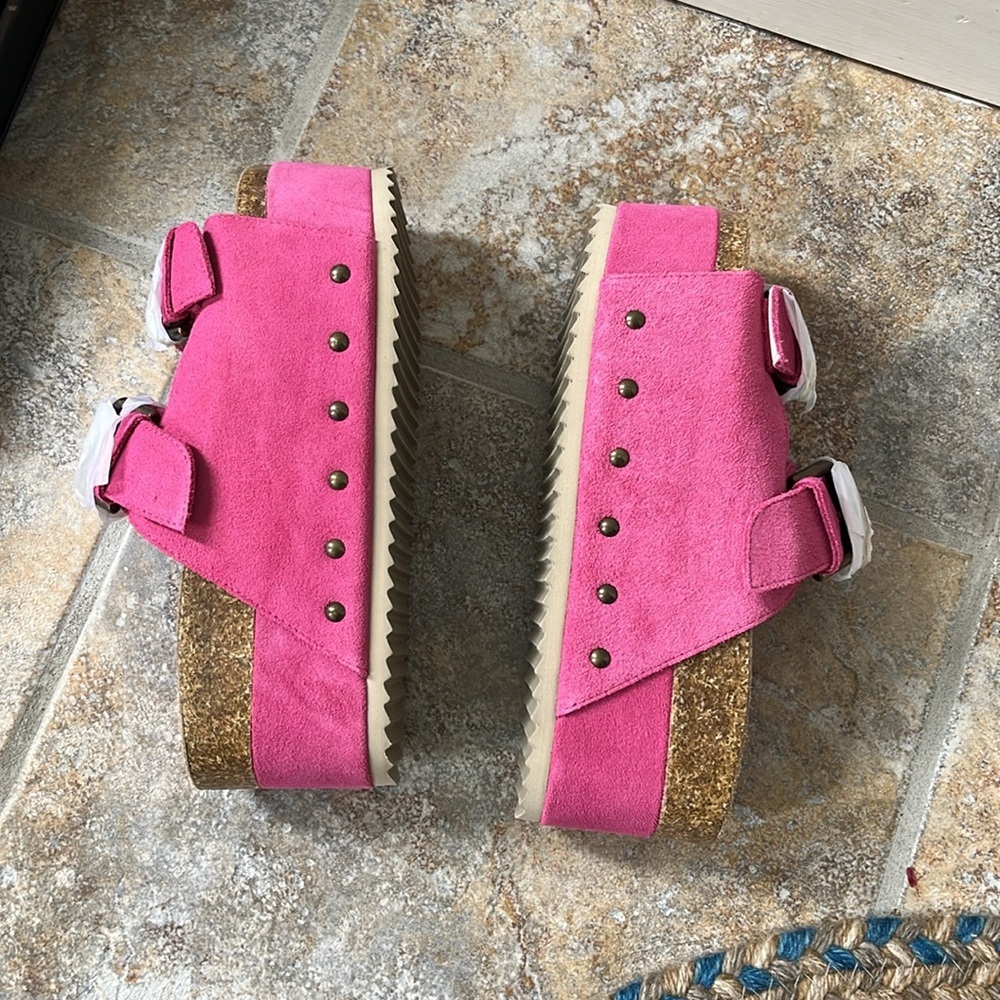 Free People x Intentionally Blank Rule Breaker Platform Suede Sandals Sz 7 NEW - Picture 12 of 14